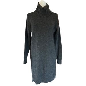 Madewell Wool Sweater Dress Oversized Turtleneck Gray Knit Womens Small